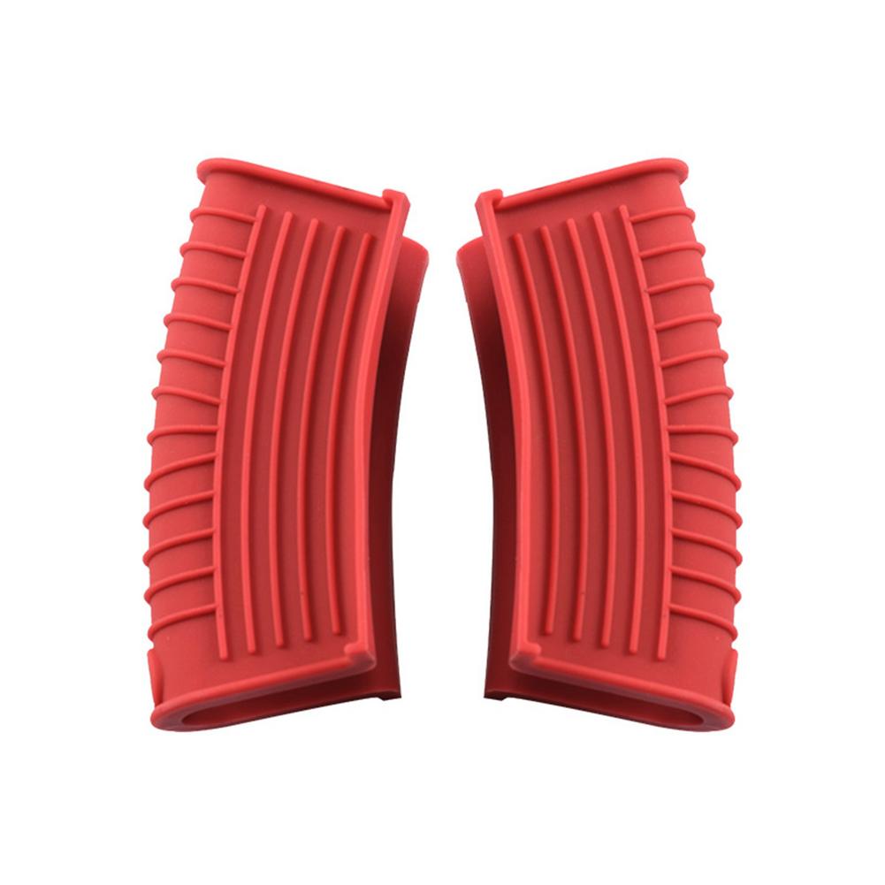 Agarradera de silicona para olla, funda para guante, asa para sartén, herramientas de cocina, accesorios de cocina, 2 piezas: Red