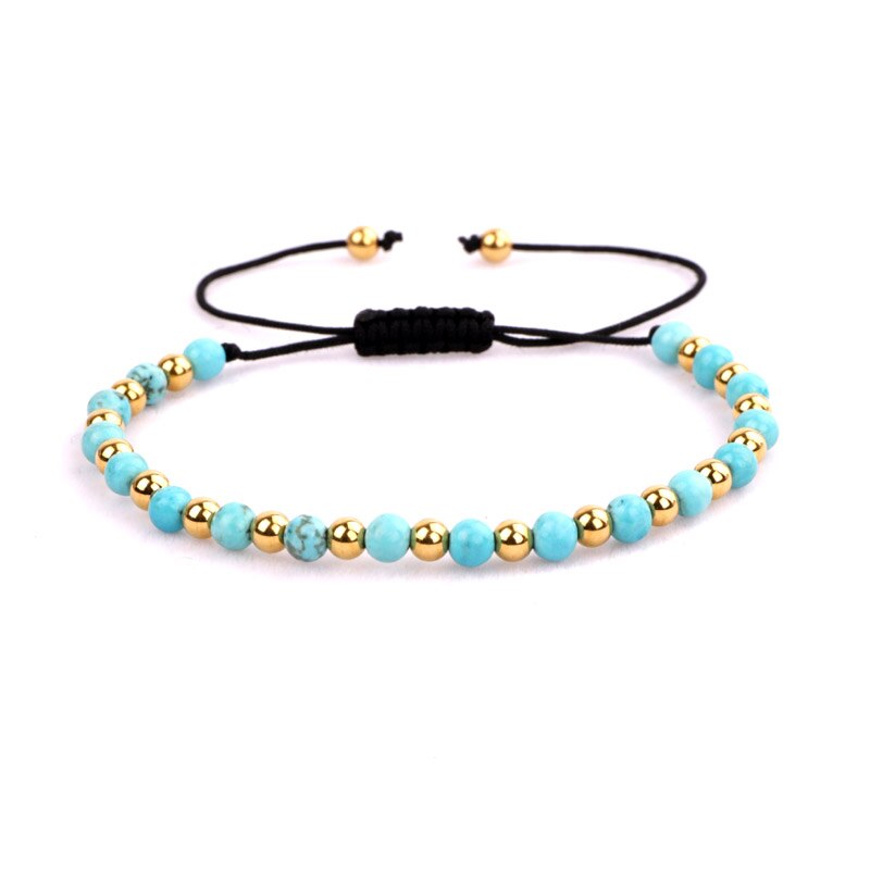 Beads Women Men Jewelry Small 4mm Gold Stainless Steel Beads DIY Letters Inspired Bracelet Women Men: Turquoise