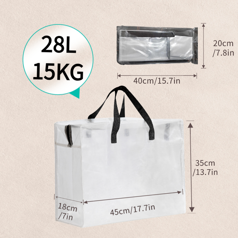 1pcs sacos móveis resistentes com alças reforçadas - alças mais fortes para fácil transporte e armazenamento de roupas - armazenamento transparente