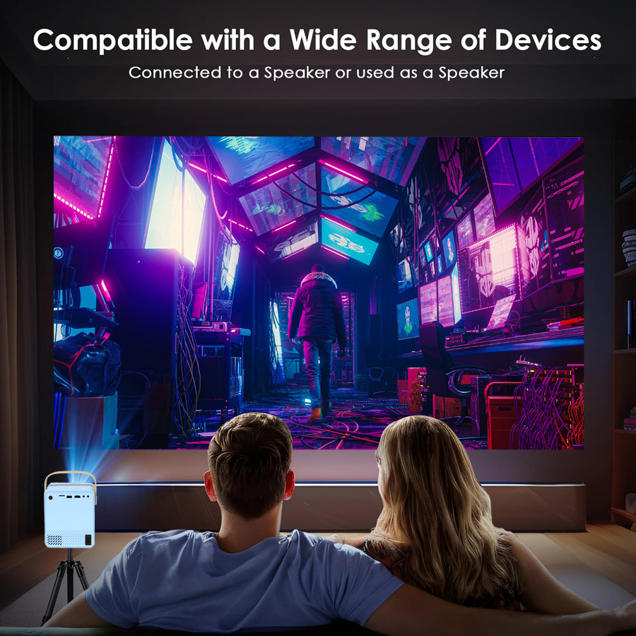 2025 Novo Projetor 4K Ultra HD, Sistema Android Construído, Conexão WiFi 5G para Projeção de Tela de Telefone, Compacto e Portátil, Su