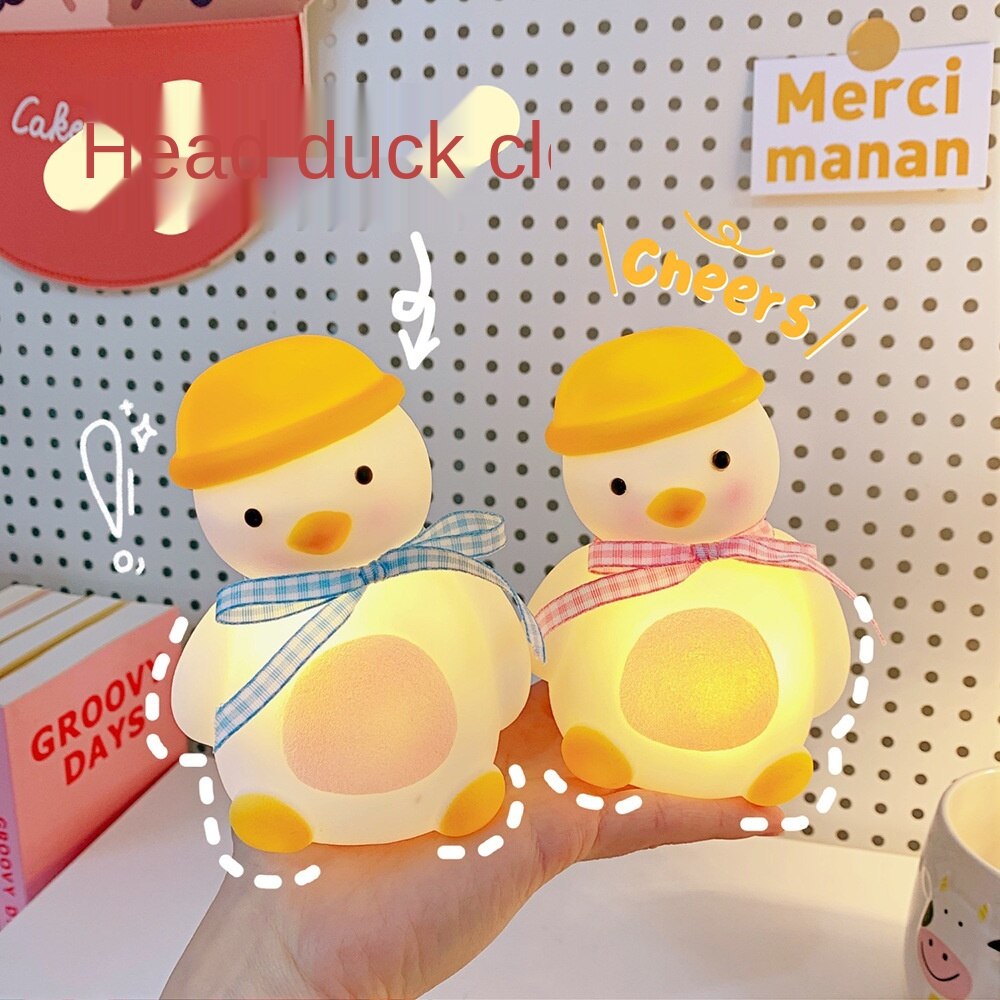 Ins bedroom girl LED small night light cute duckle room bedside lamp set up dormitory