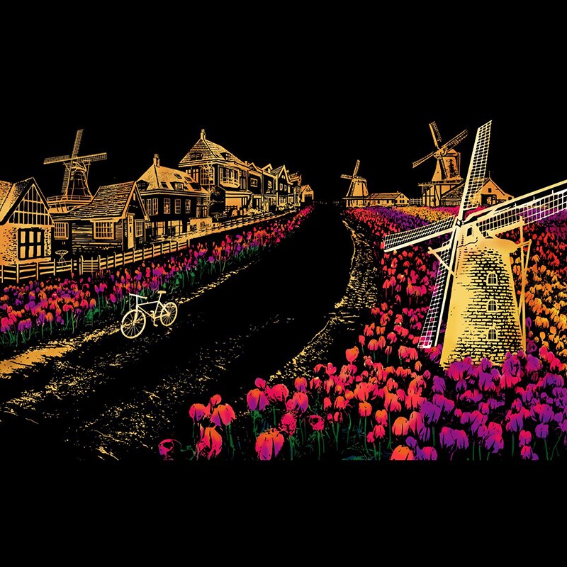 Colorful City Series Night Scratch Painting World Scenery Scratch Painting DIY Birthday for Kids: 06