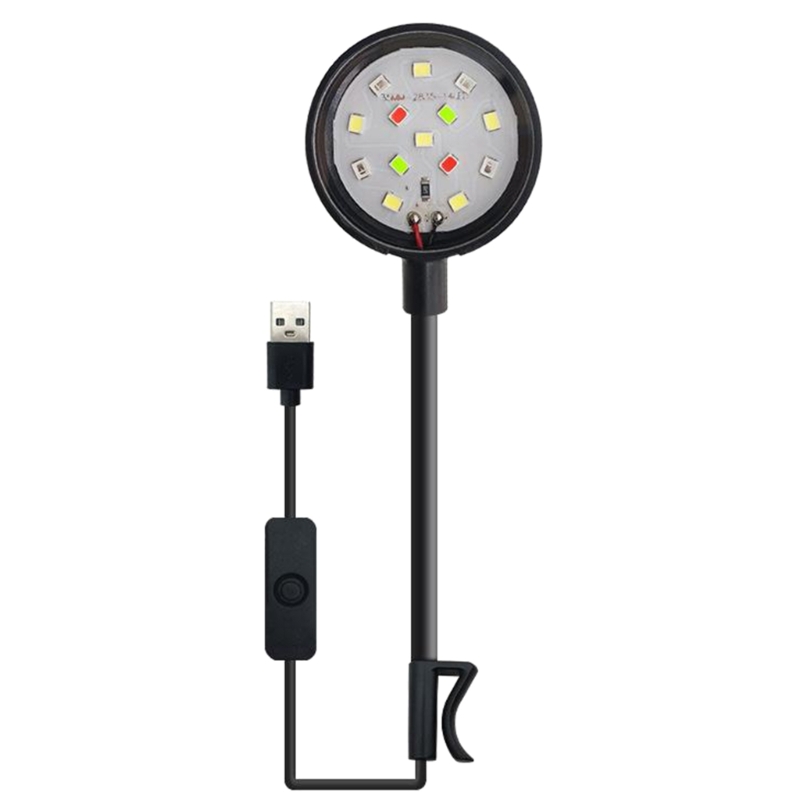 Luz Led con Clip para acuario, luces pequeñas para acuario de agua dulce, lámparas de paisaje impermeables,: Negro