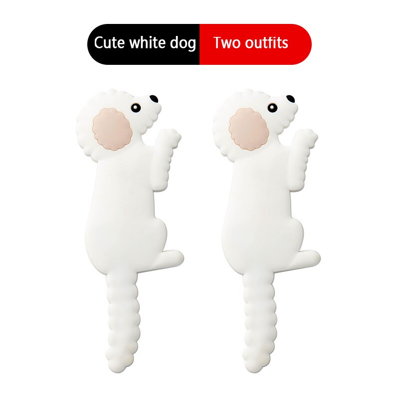 2 stuks haaksleutel wandhaak butler decoratie op keukenmuur sleutelhanger muur naadloze spijkervrije geperforeerde hanger keuken sticker haak: Schattige hond