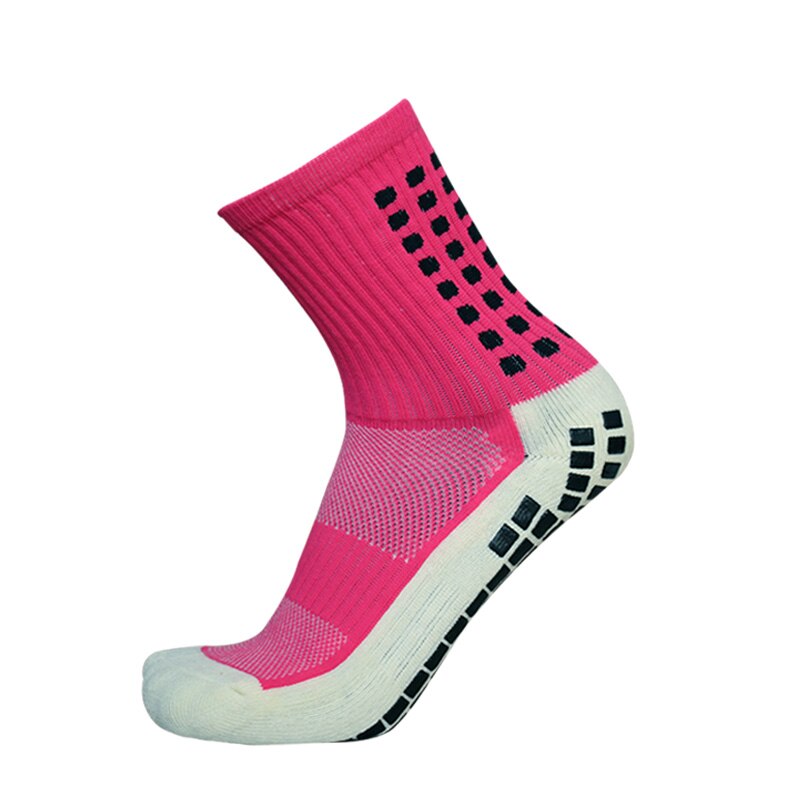Sports Anti Slip Soccer Socks Cotton Football Men Grip Socks calcetas antideslizantes de futbol: Pink