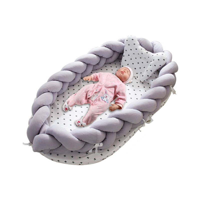 Bærbar babystrik krybbe nyfødt sove reden spædbarn rejseseng blød åndbar bomuldsstol med anti-kollision kofanger
