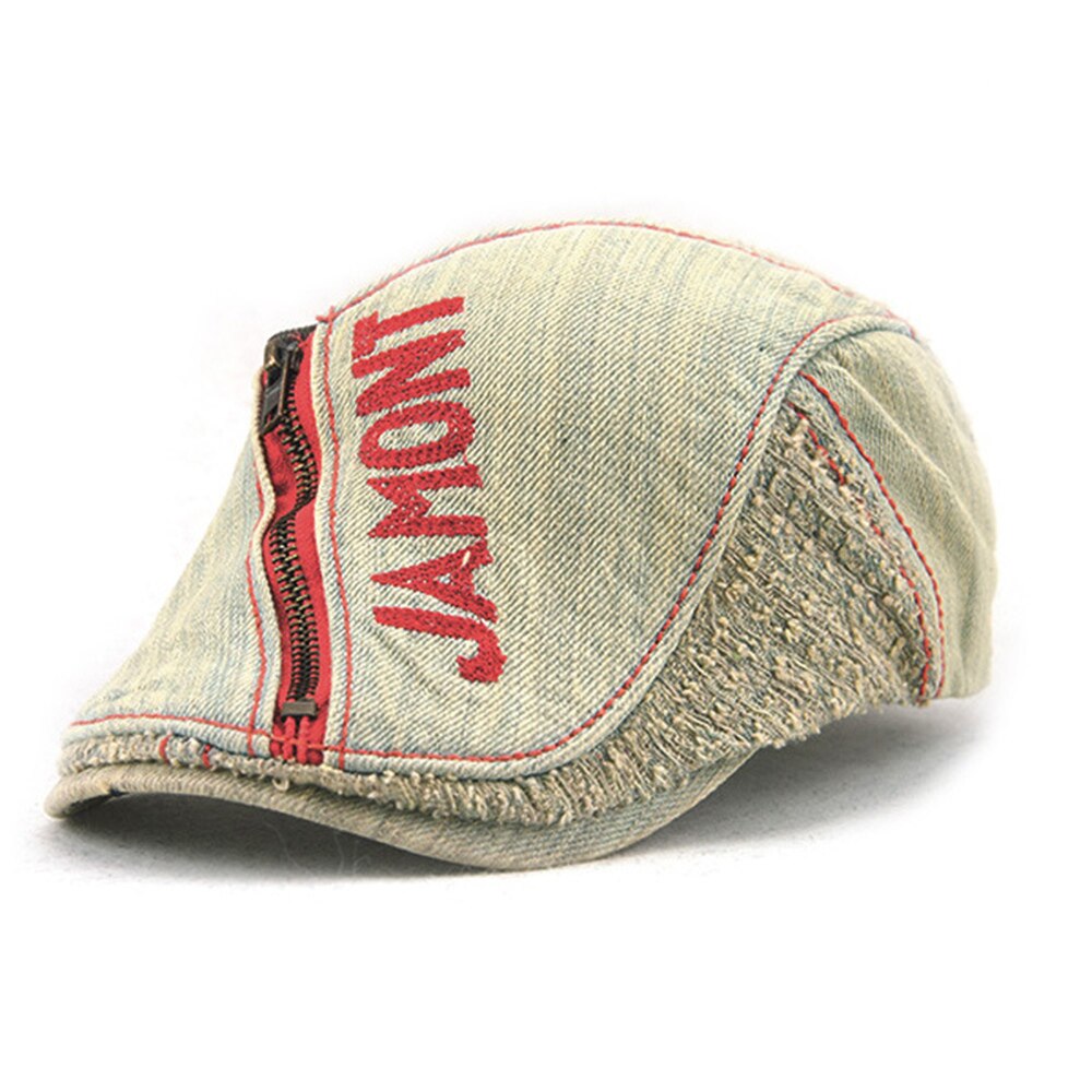 Märkestvättad denim tidningspojkemössor män casual golf peaked hatt vintage baker boy keps andnäbb visir cabbie hattar för kvinnor