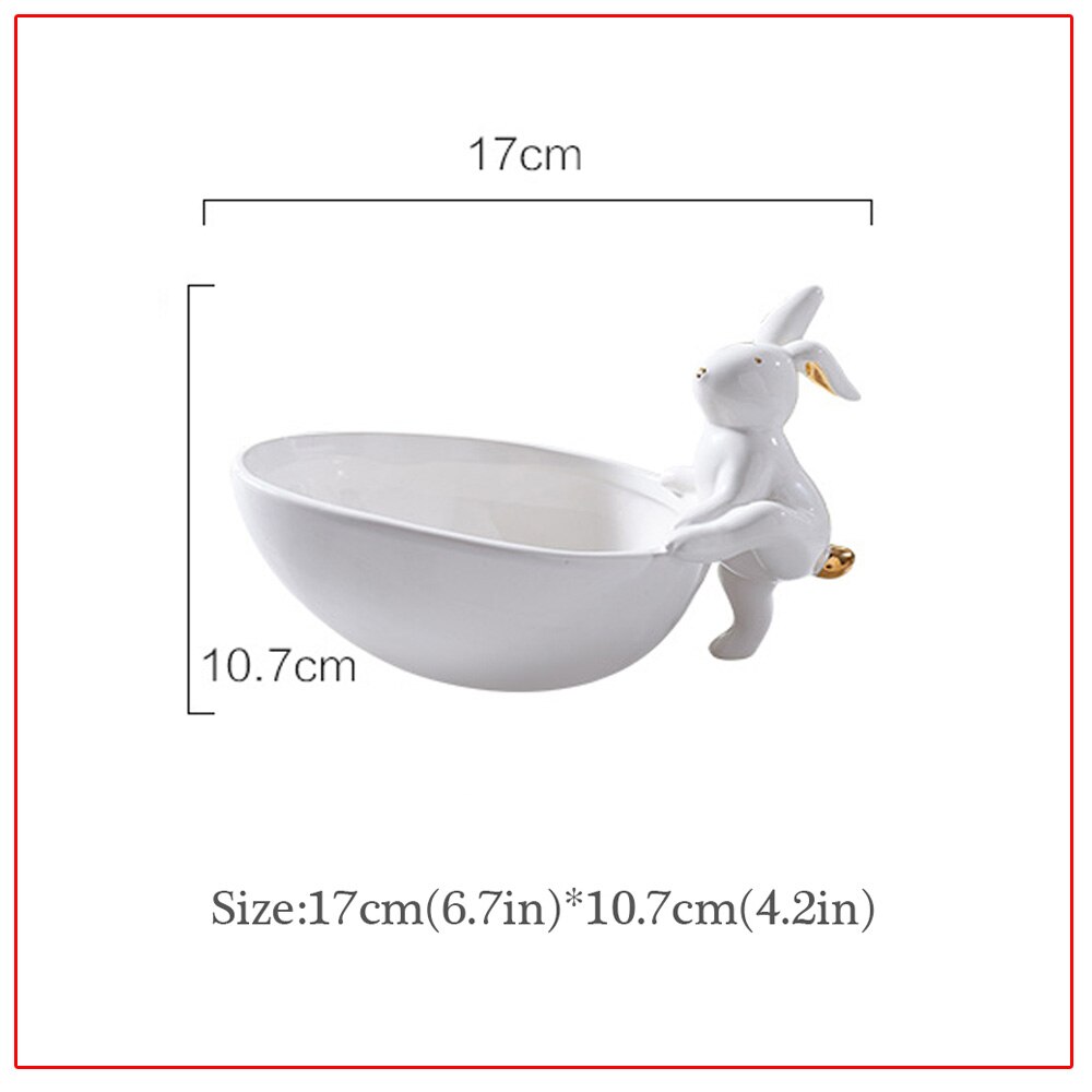 Plato para torta de porcelana cerámica blanca, soporte para pies de conejo, decoraciones creativas para el hogar, adornos de cerámica, accesorios, bandeja para pasteles de té