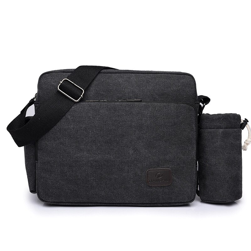 Männer Leinwand Multifunktions Messenger Schulter Taschen Solide Aktentaschen Koffer Tasche Karte Tasche Für Büro Taschen Outdoor Reisetasche: Black 2