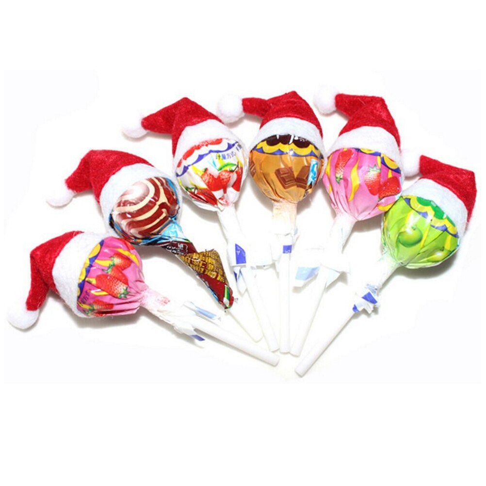 Rode Kerst Santa Hoed Cup Hoed 4.5 Cm Mini Kerstman Cover Jaar Kerstcadeau Kerst Candy Cover Decoratie 6 stks/set