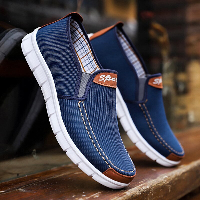Heren canvas schoenen comfortabele canvas schoenen heren casual schoenen heren platte loafers schoenen heren zwart