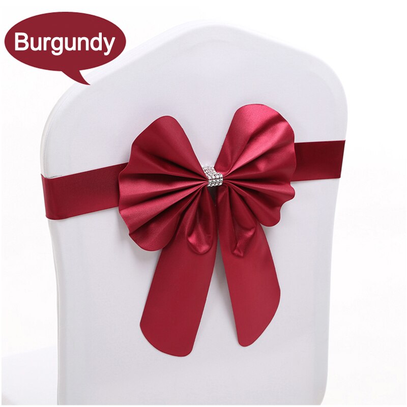 1 Stks/partij Stoel Cover Elastische Stoel Cover Stoel Terug Bloemen Boog Decoratie Hotel Bruiloft Stoel Terug: Burgundy