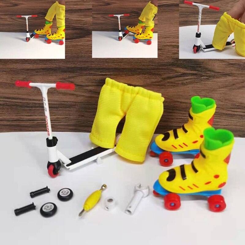 1 Set Mini Finger Model Set Kids Toy Finger Scooter Roller Skates Kit DIY Fingerboard with Assembly Wheels Finger Toy Box