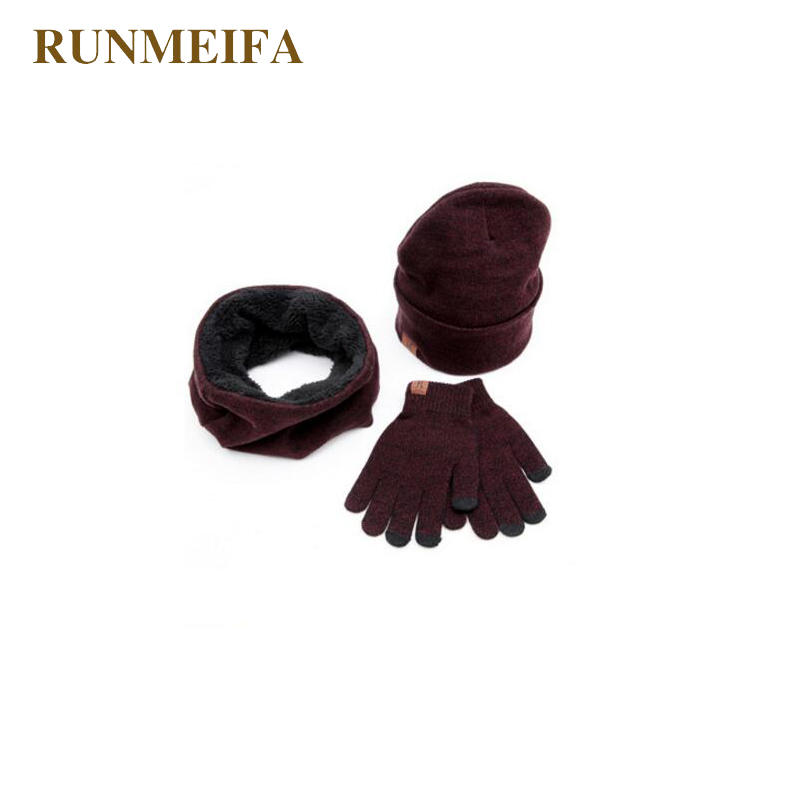 Luksusmærke herre vintervarme hue&tørklæde&touchscreen handsker på lager: B