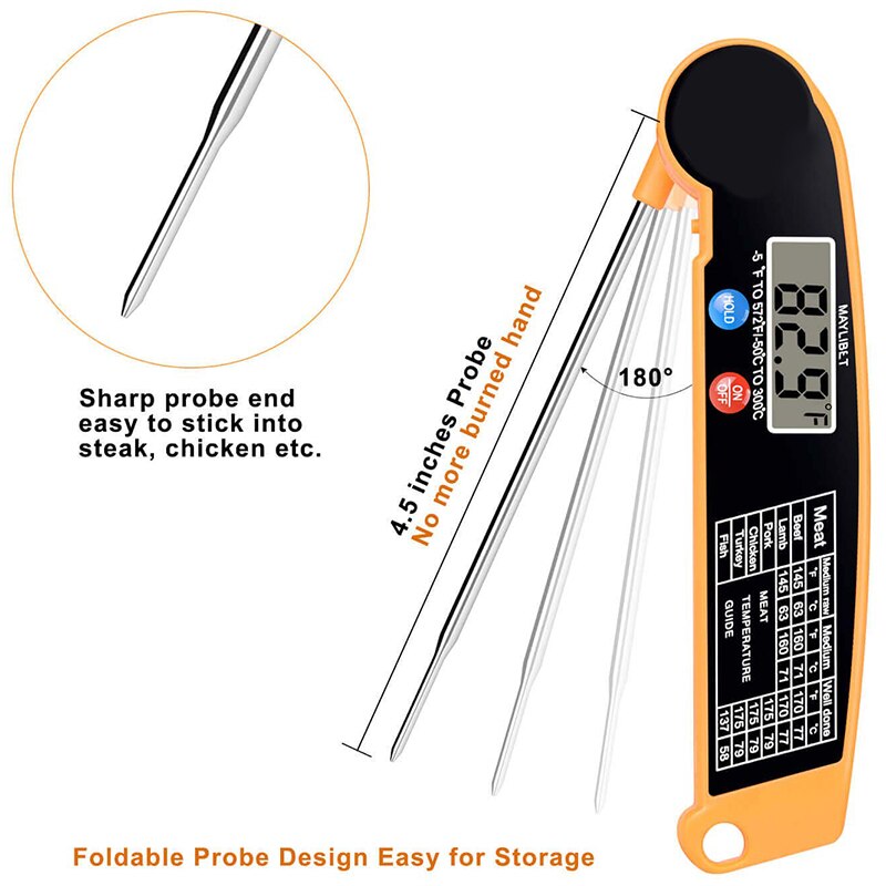 Digital Instant Read Meat Thermometer with Highly Accurate Temperature Probe Electric Cooking Thermometer for Kitchen Food Gril