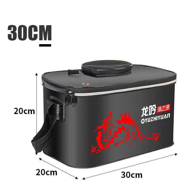 Portable Fishing Bucket Bag EVA Fishbox Handle Folding Outdoor Water Box Live Fish Bucket Thicken Fishing Tank Fishing Gear Bag: Black 30CM 01