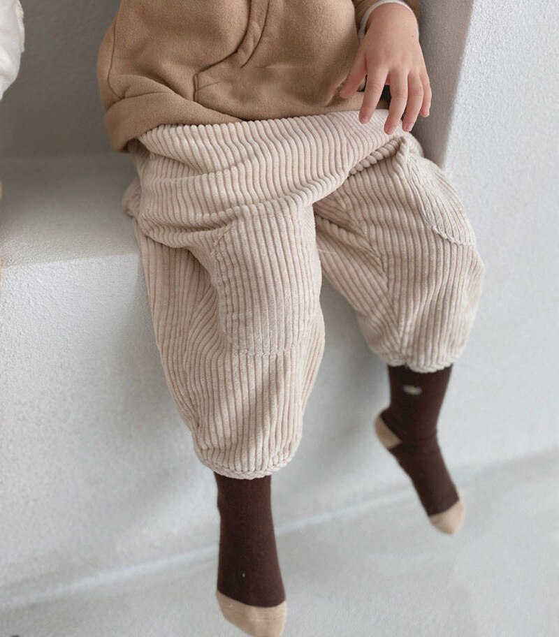 Lente &amp; Herfst Zuigelingen Kleding Baby Meisje Verdikte Corduroy Broek Baby Boy Losse Ongedwongen Harembroek