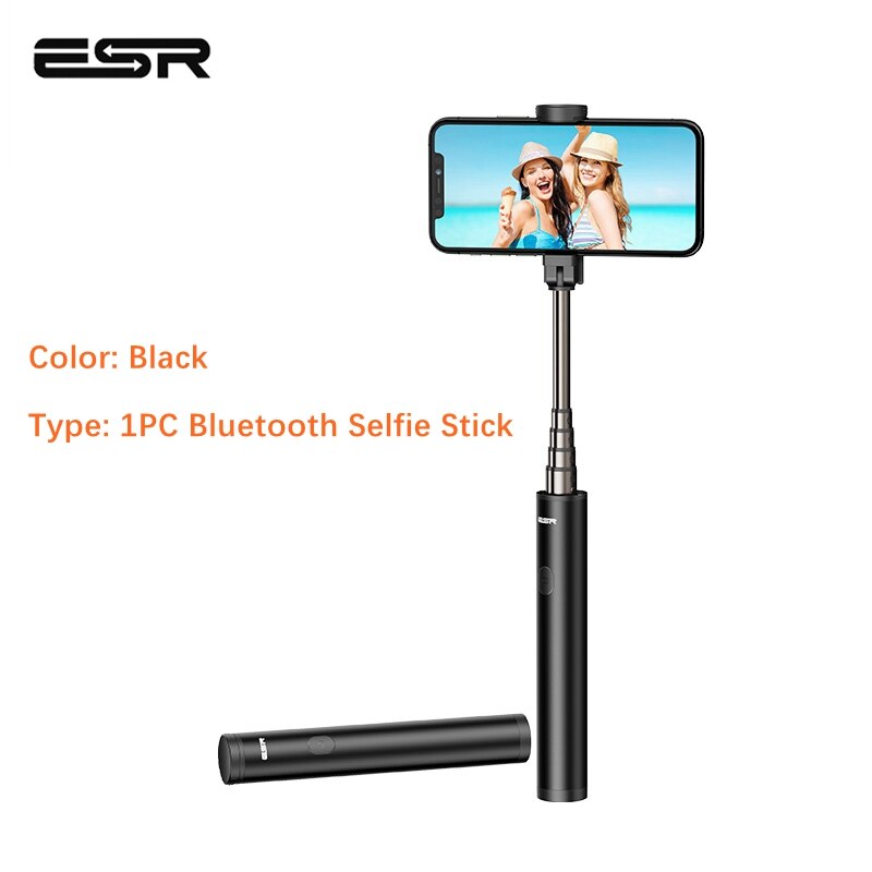 Esr Bluetooth Selfie Stok Afstandsbediening Met Led Licht Voor Live Camera Selfie Handheld Stick Voor Iphone Samsung Xiaomi Android: No LED Black