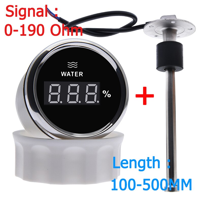 Digital Water Level Gauge +100-500mm Water level sensor 0-190 ohm Fit Boat Car Fuel Level Gauge Meter with Red Backlight 9-32V