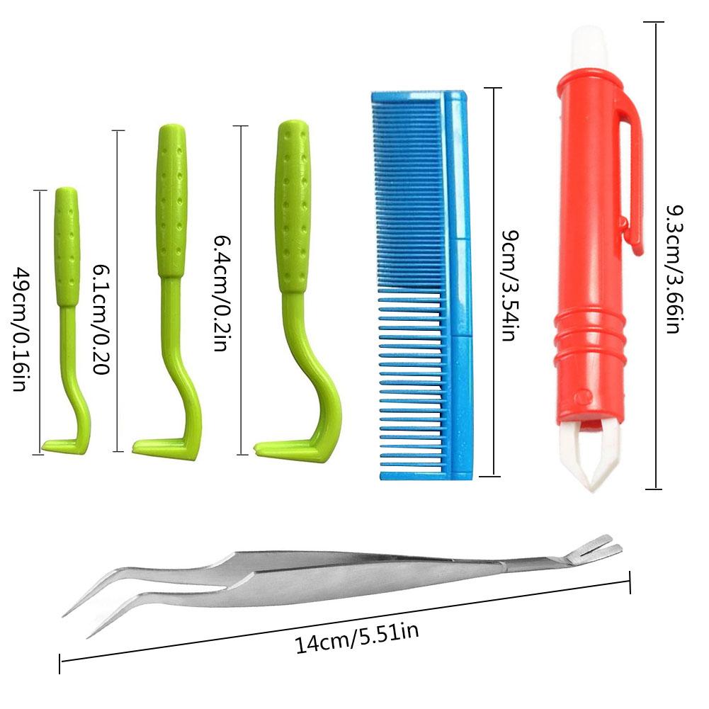 6PCS Pet Dog Tick Remover Tool Set Stainless Steel Tick Hook Flea Tick Tweezers Clip Remover Flea Comb For Dogs Cats
