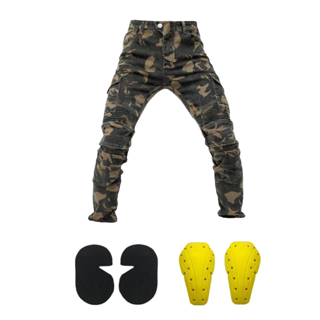 Heren Motorfiets Denim Jeans Zwart Biker Beschermende Voering Broek