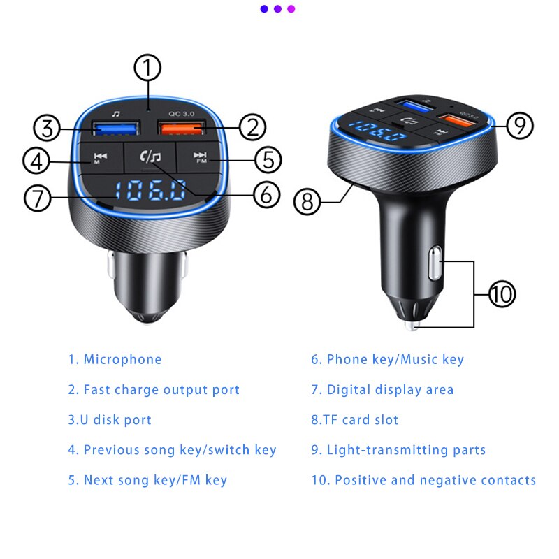 Exquisite Bluetooth Carkit Auto Accessoires Bluetooth Ontvanger Bluetooth Speaker Draadloze Carplay Auto Audio Manos Libres Coche