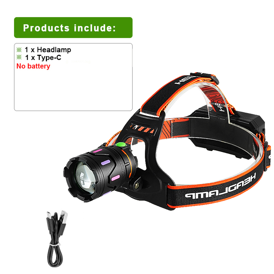 Nyeste ultra kraftige ledet-frontlykt usb-oppladbar hodelykt superlys hodelykt med fluorescerende lys camping fiske: Blå
