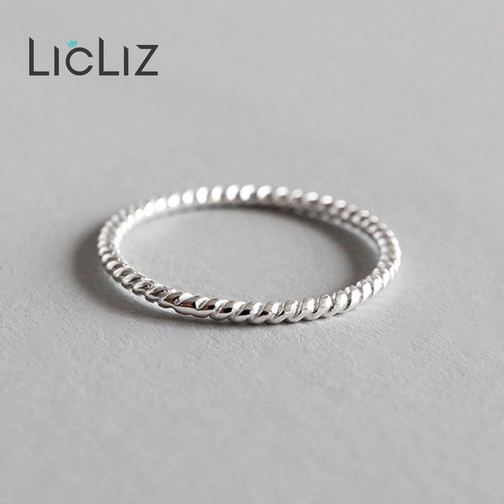 LicLiz 925 Sterling Silver Twisted Braided Rope Rings for Women Men Stackable Ring Jewelry Anillos Bijoux Femme LR0724