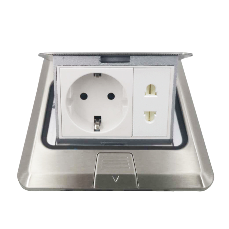 Eu standard rustfrit stål panel pop up jord stikkontakt tysk stikkontakt blank board computer usb 2 pin funktionsnøgle udskiftet
