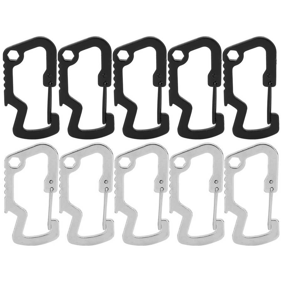 10 stk karabinhage d-formet spænde i rustfrit stål karabinhage flaskeåbner fjederkrog klatretilbehør