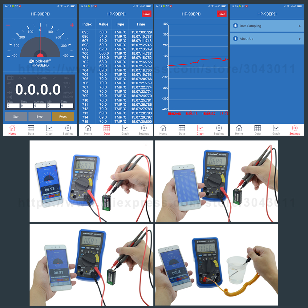 DC/AC Mobile APP Multifunction Intelligent Digital Multimeter Bluetooth Remote Internet+instrument Auto Range Measuring tools