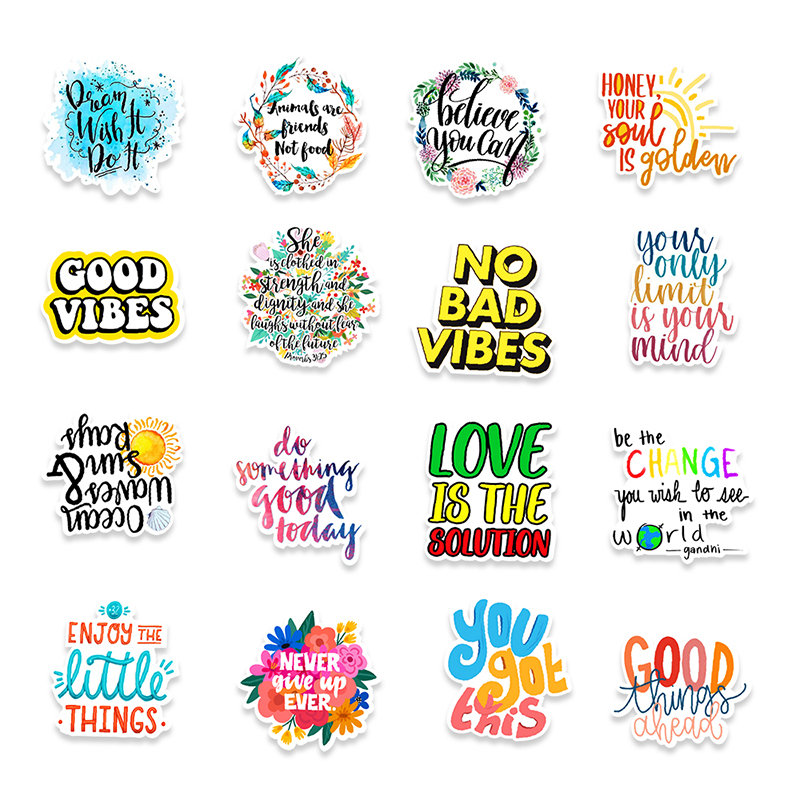 50Pcs Motivatie Zinnen Sticker Inspirational Life Quotes Decals Laptop Studeerkamer Scrapbooking Graffiti Sticker