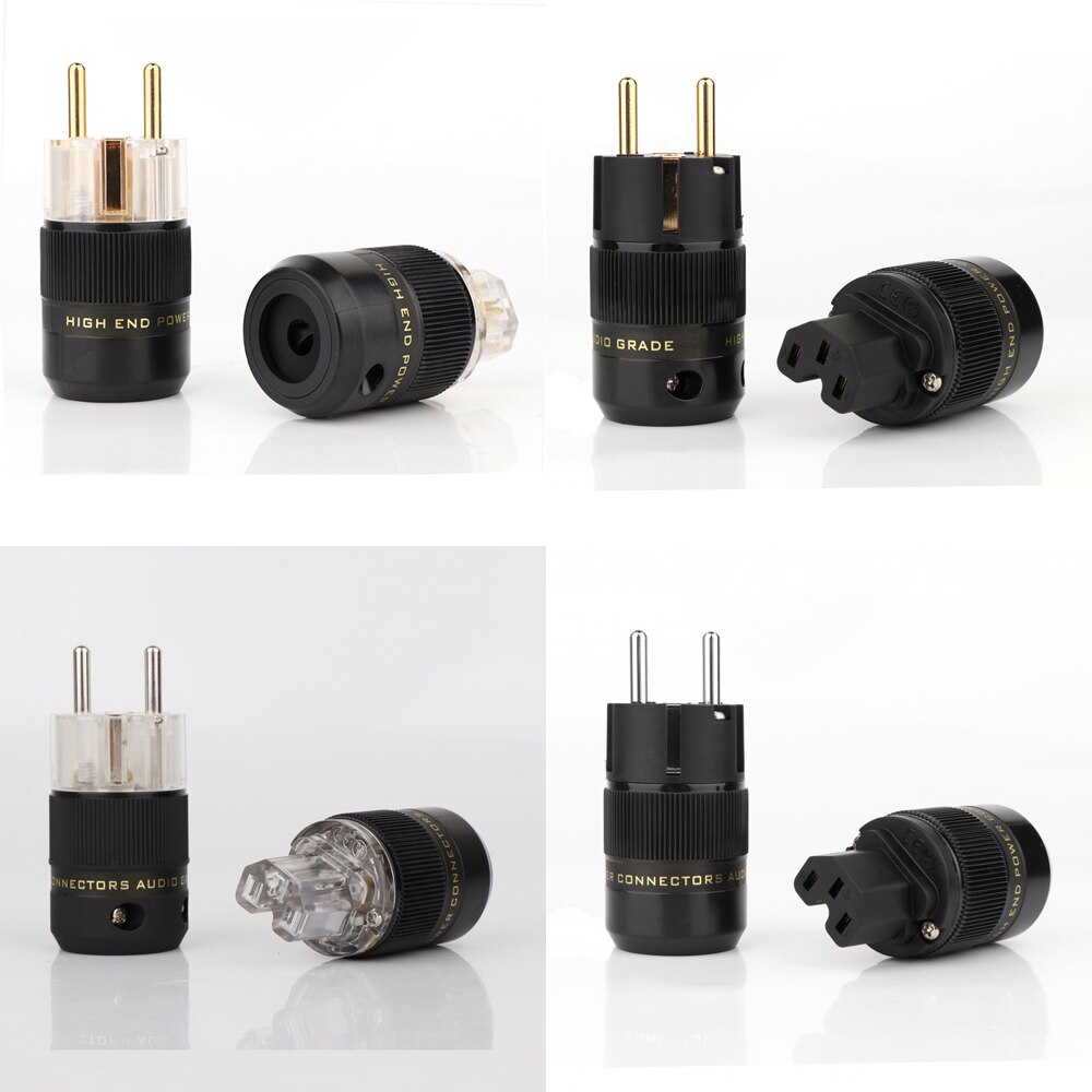 Schuko Power Plug EU Plug Hifi European plug Male Female Power Plug 24K Gold plated Rhodium silver Plated HIFI diy