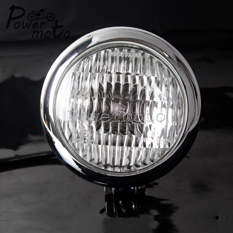 Motorfiets chromen aluminium koplamp 4.5 "  h4 hoog dimlicht koplamp voor tri  xs650 bobber chopper cafe racer