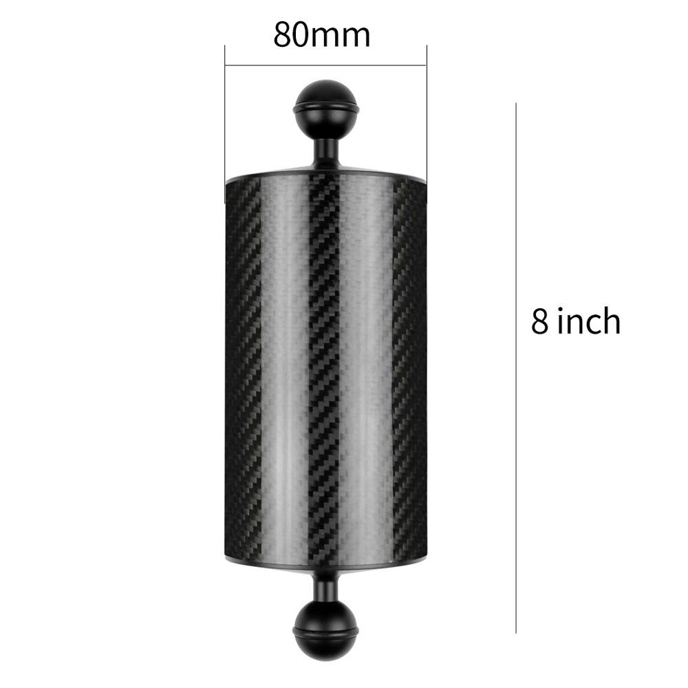Carbon Fiber Float Buoyancy Diving Housing Aquatic Arm Extended Bracket Dual Ball Floating Arm Mount Camera Underwater Tray Kit: D80mm 8inch