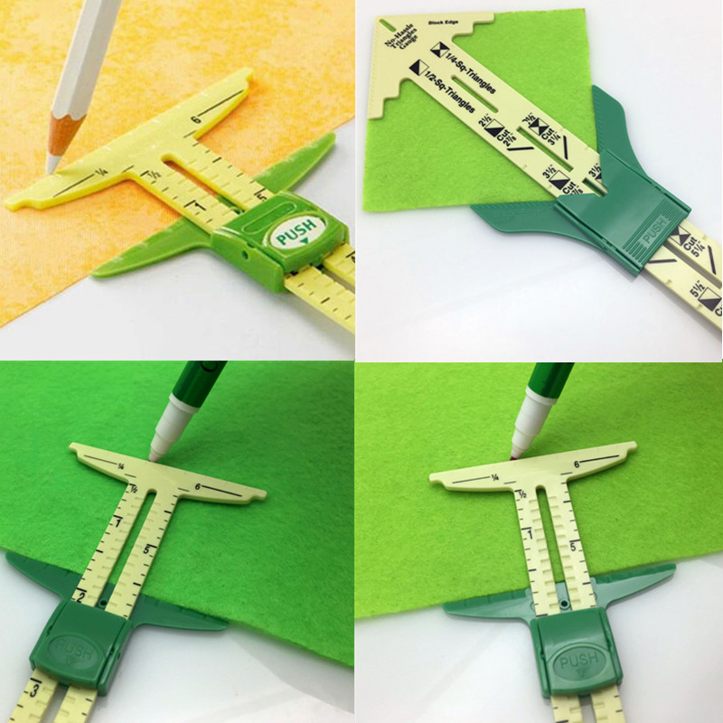 2Pcs Sewing Measuring Ruler Patchwork Tailor Ruler Tool Accessories Household Aluminum Plastic Sliding Gauge 5BB5940