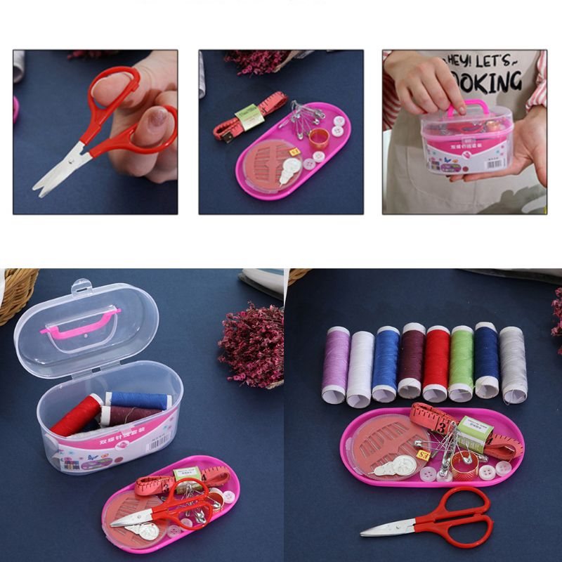 Portable DIY Sewing Thread Travel Kit Knitting Needles Tools Set Stitching Embroidery Craft Tape Measure Scissors Thimble