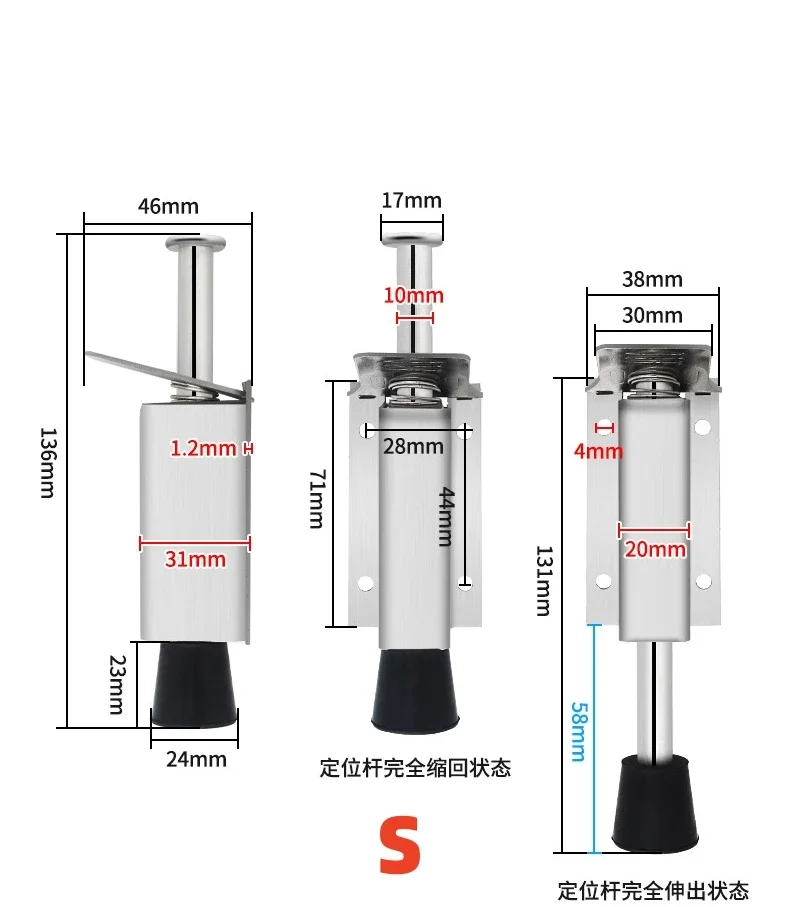 Stainless Steel Door Foot Stopper Holder Floor Stop Buffer Gate Stay Fixed Catch Latch Door Stop Furniture Hardware: Silver