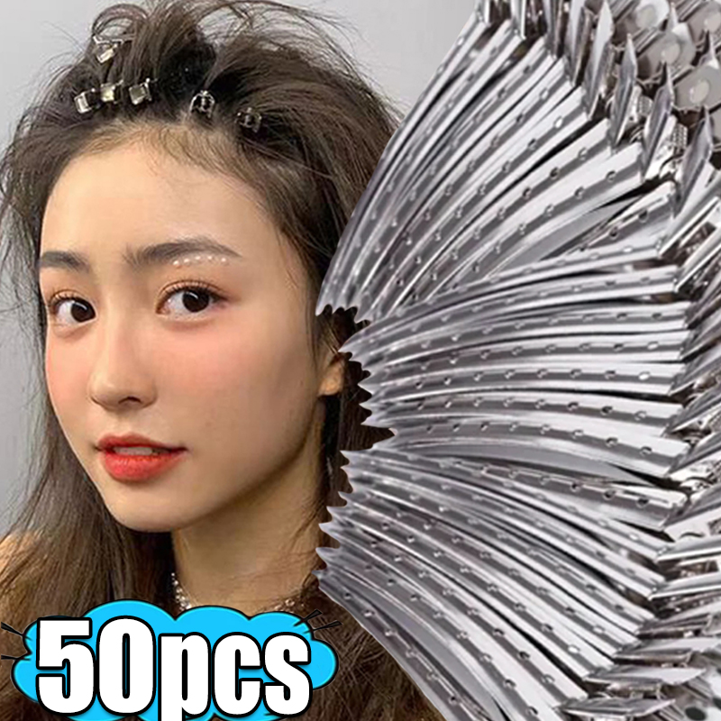 Pinzas para el cuidado del cabello para mujer, pinzas de corte de peluquería de acero y Metal, herramientas de estilismo para corte de pelo de peluquero, horquilla esponjosa para raíz del cabello