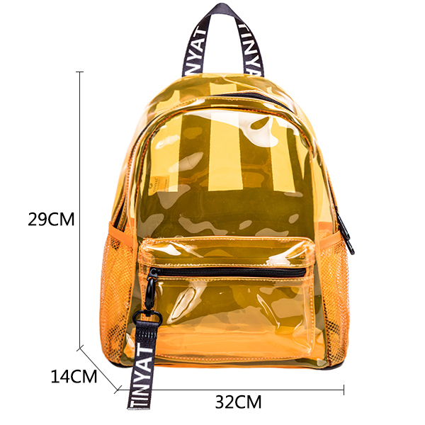 TINTAT-Mochila de PVC transparente para mujer, morral escolar de viaje, bolsa para niñas: orange backpack