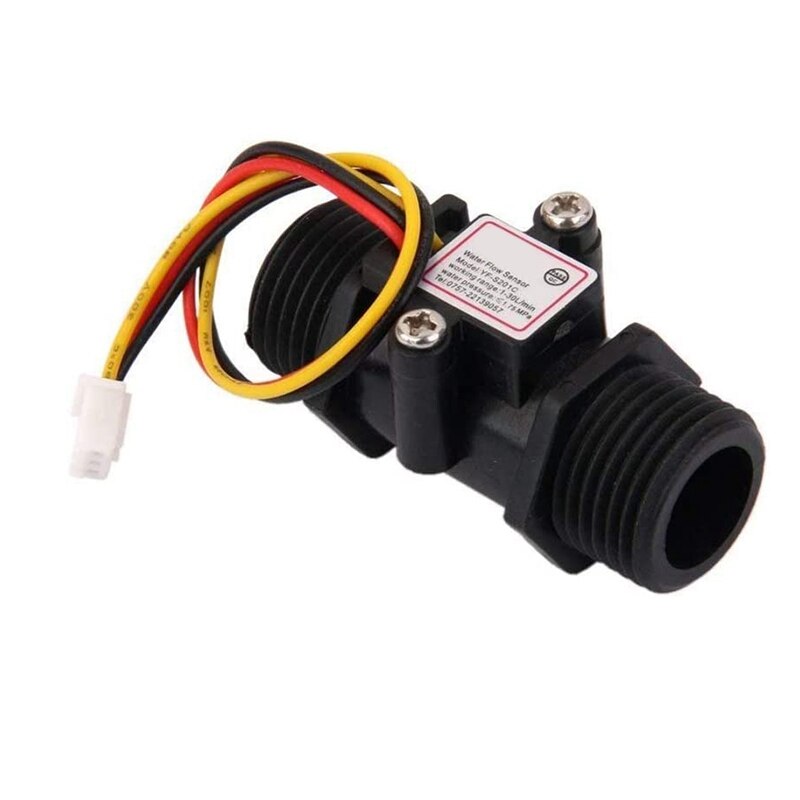 Water Flow Sensor Switch Flow Meter Controle G1/2 Inch Interface Hall Elementen Totaal 1-30L/Min Meting Apparaat zwart: Default Title