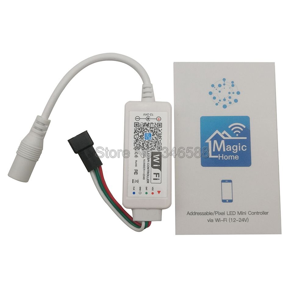 Dc12-24v magic home mini wifi spi led controller 2048 pixel smartphone app alexa google home röststyrning för 12v ws2811 strip
