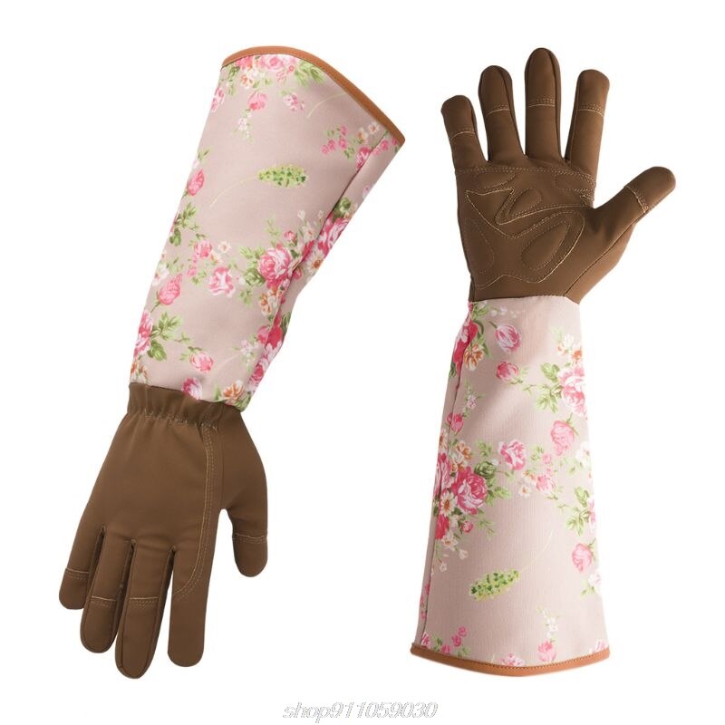 Stichfest Langarm Leder Gartenarbeit Handschuhe gepolstert Palme Verstärkt Fingerspitzen Rebschnitt Blumen- D23 20: Kaffee