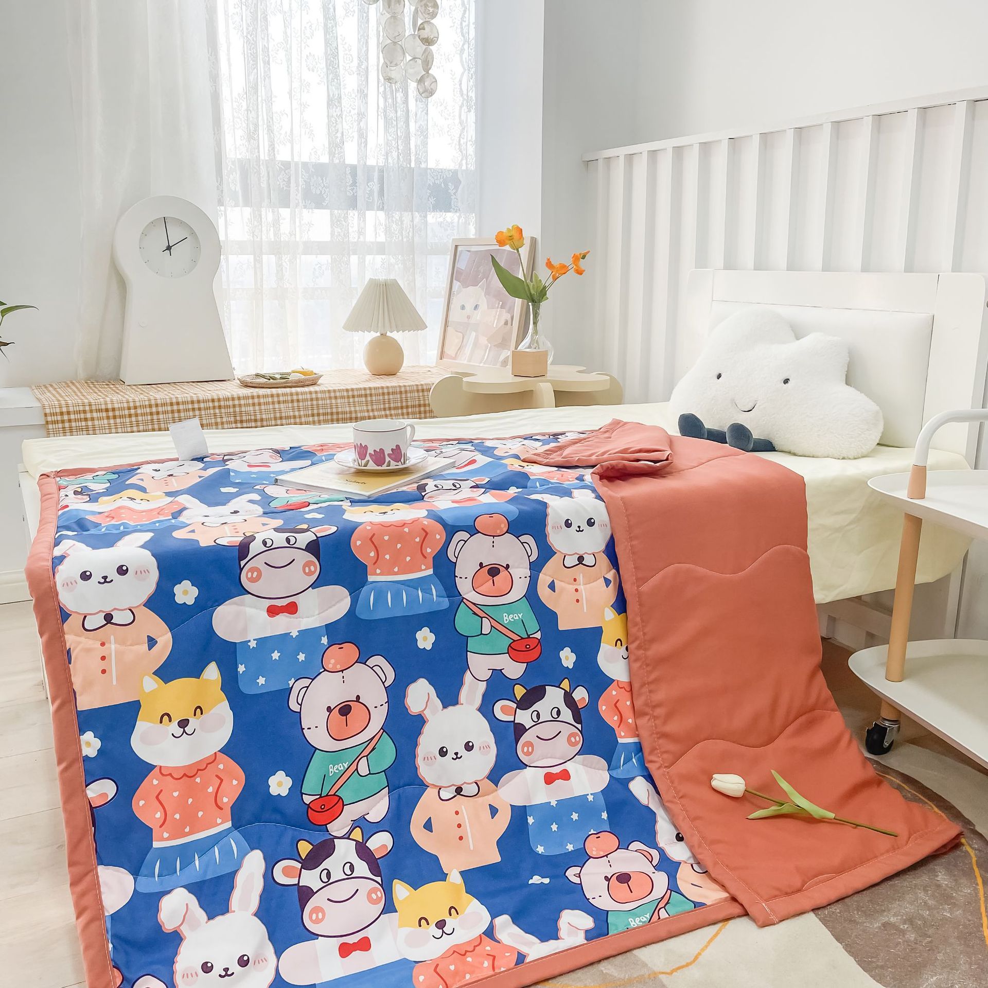 Lente en zomer gewassen katoenen quilt airconditioner quilt cartoon kinderen kleuterschool quilt studentenflat dunne quilt: 4