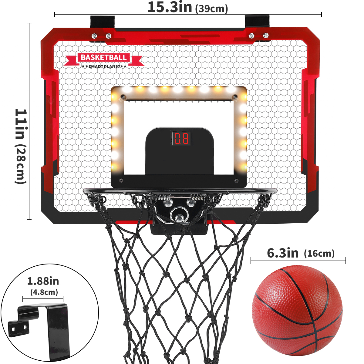 Indoor Kids Basketball Hoop, Dunkable Mini Basketball Hoop Over-the-Door, Teen Toy, Halloween/Christmas/Thanksgiving