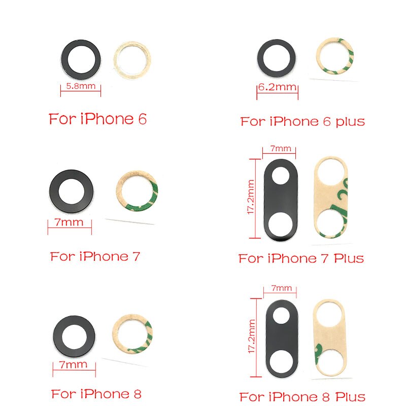 2 pz/lotto vetro zaffiro posteriore fotocamera posteriore lente di vetro per iPhone 6/7/8 Plus/X/XR XsMax + adesivo per 11 Pro Repacement Parts