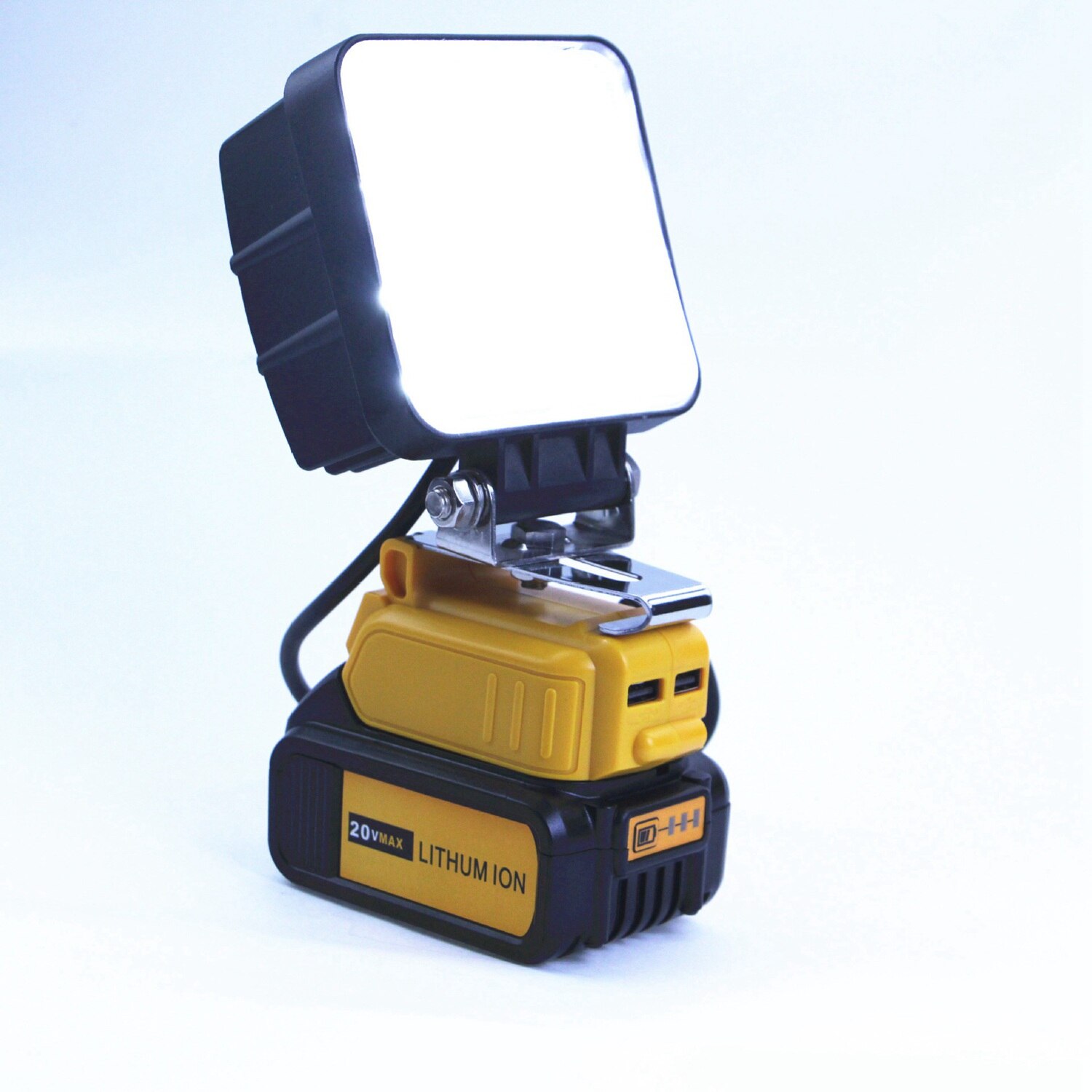 Dual USB DC 12V Port 60W with LED Display Clip Battery Converter Adapter For DEWALT 18V 20V Li-Ion Battery