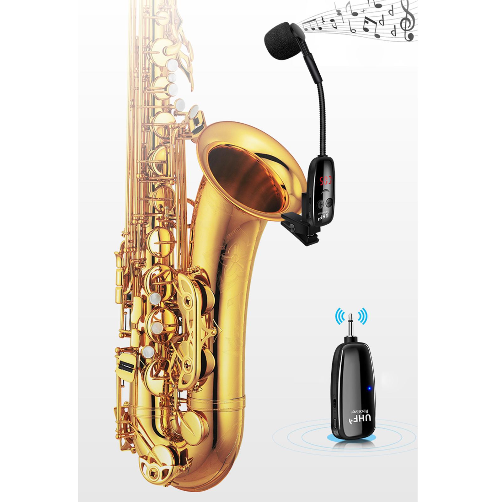 Uhf Draadloze Instrumenten Saxofoon Microfoon Draadloze Ontvanger Zender 50M Bereik Plug En Spelen Geweldig Voor Speaker Muzikale