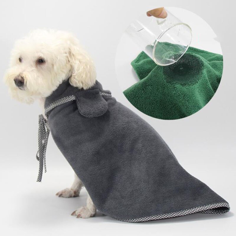 Solid Pet Badjas Kat Honden Absorberende Drogen Handdoek Microfiber Bad Pyjama Voor Alle Rassen Zachte Cape Mantel Douche Kleding