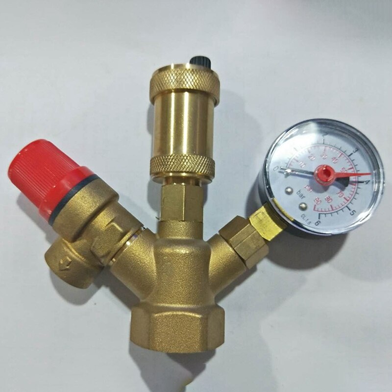 Brass Boiler Valve 1 Inch DN25 Exhaust Safety Pressure Relief Valve and Pressure Gauge Boiler Safety Components